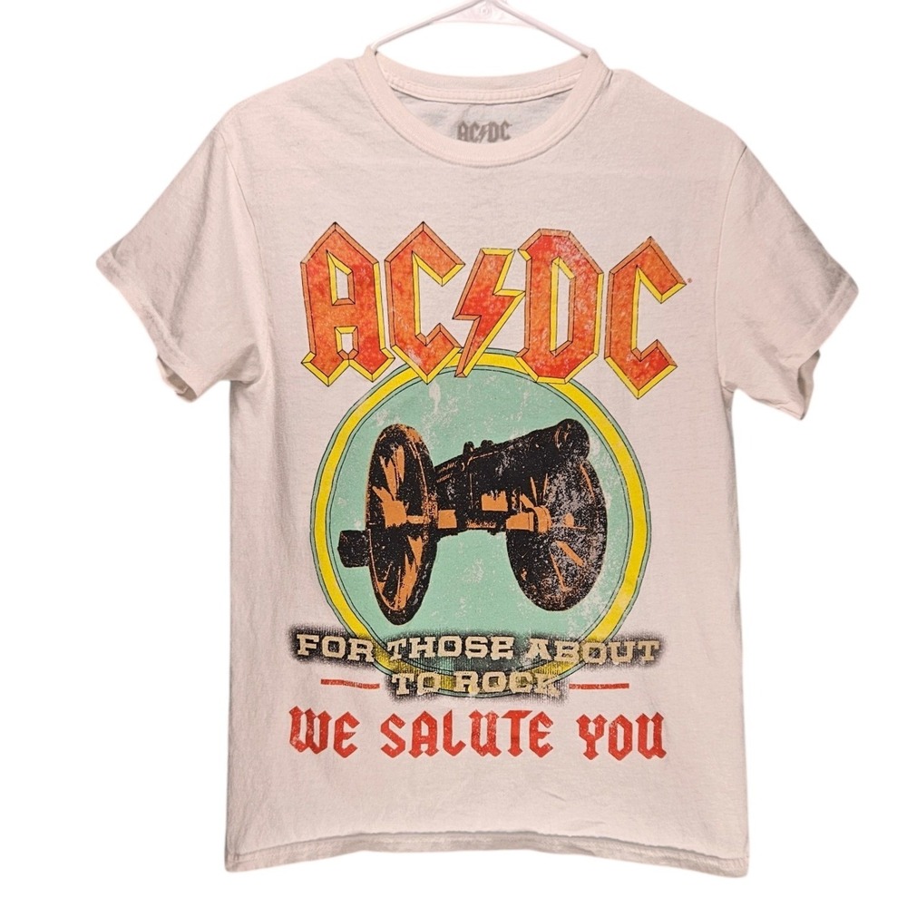ACDC For Those About To Rock We Salute You Graphic Tee Off-White Small Unisex